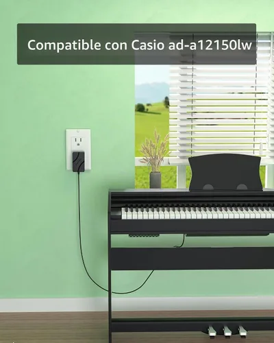 Vista 2 de VHBW Adaptador de CA de 12 V AD-A12150LW compatible con cable de alimentación Casio Privia compatible con teclados Casio PX-130, PX-330, PX-3