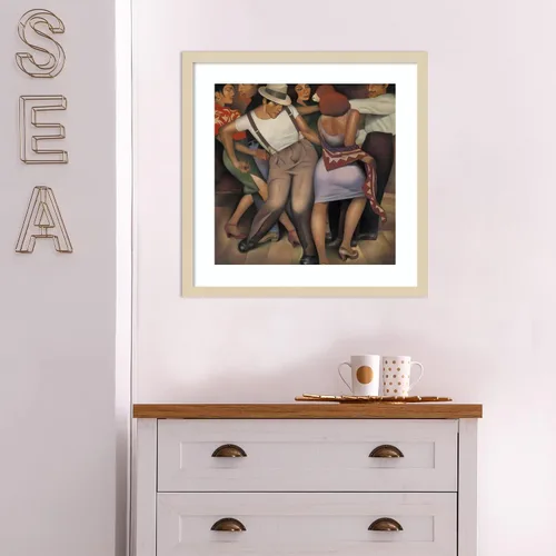 Vista 4 de Amanti Art Latino Jazz por Gary Kelley - Lienzo decorativo enmarcado en madera (21 pulgadas de ancho x 21 pulgadas de alto), marco natural esbelto