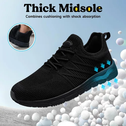 Vista 5 de Zapatos de trabajo antideslizantes para hombre, zapatos de trabajo antideslizantes negros, zapatos de trabajo resistentes al agua, zapatos