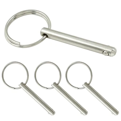 Vista 6 de 4 pasadores de liberación rápida, 1/4 pulgadas (6.3mm) de diámetro, longitud utilizable de 1 pulgada, longitud total 1-1/2 pulgadas, pasadores