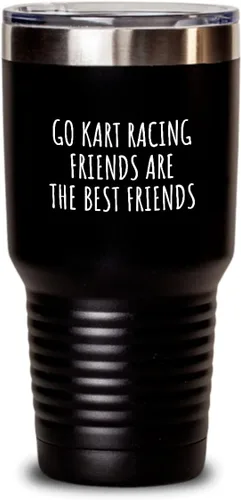 Vista 7 de Funny Go Kart Racing Tumbler Friends Are The Best Friends Gift Idea For Hobby Lover Fan Quote Friendship Insulated Cup With Lid Black 20 Oz