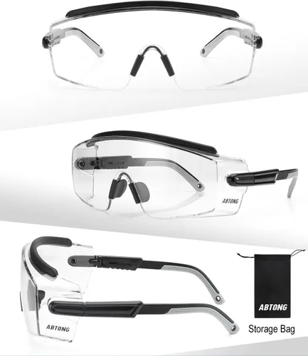 Vista 7 de Gafas de seguridad sobre anteojos, gafas de seguridad con certificación ANSI Z87.1 con lente envolvente transparente antivaho y antiarañazos