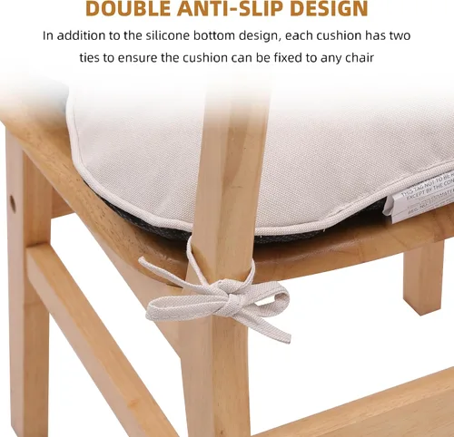 Vista 4 de RACE LEAF Cojines para sillas de comedor, paquete de 4 unidades, almohadillas de espuma viscoelástica para sillas de cocina con lazos y respaldo