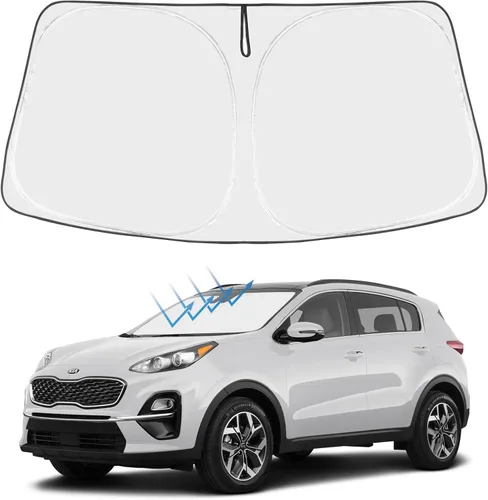 Vista 281 de Proadsy Parasol para parabrisas Rivian R1S 2022-2025 2026 de 4 capas plegable, protector de parasol frontal que bloquea los rayos UV, mantiene