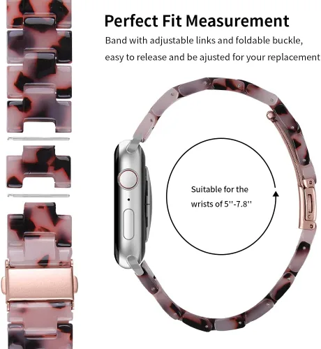 Vista 4 de Correas de resina compatibles con Apple Watch de 1.496 in 1.575 in 1.614 in 1.654 in 1.732 in 1.772 in 1.929 in, correa de resina ligera de repuesto