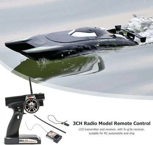 Vista 2 de Goolsky Flysky FS-GT3B Transmisor RC 2.4GHz 3 canales control remoto y receptor FS-GR3E para RC coche barco