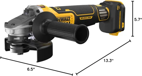 Vista 10 de DEWALT Amoladora angular inalámbrica sin escobillas de 20V MAX XR, 4-1/2 pulg. - 5 in., Velocidad variable, antirrotación, interruptor de paleta