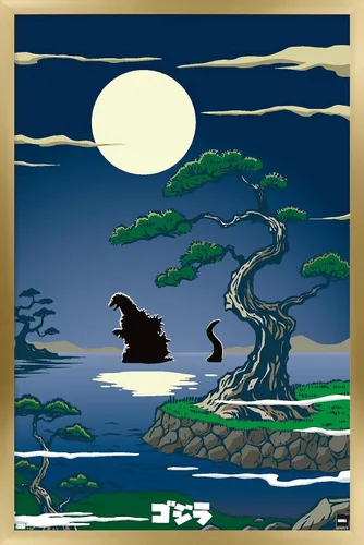 Vista 14 de Trends International Godzilla - Póster de pared de lago, 22.4 pulgadas de largo x 14.7 pulgadas, versión enmarcada en madera de granero