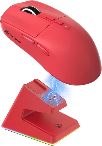 Vista 11 de ATTACK SHARK X6 1.73 oz Superlight - Mouse inalámbrico para juegos con base de carga RGB magnética, BT/2.4GHz inalámbrico/con cable, ratón
