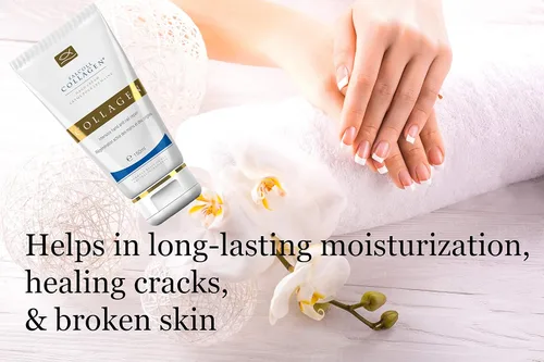 Vista 3 de Crema SALCOLL para manos con colágeno, crema para manos anti-edad hipoalergénico con colágeno natural potente, ayuda a la hidratación de la piel