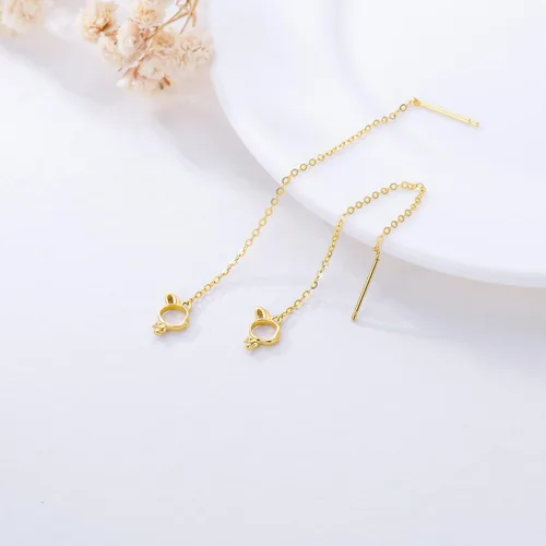 Vista 5 de 14k Yellow Gold MoonStarSquareCircleHeart Threader Drop Dangle Earrings Jewelry for Women