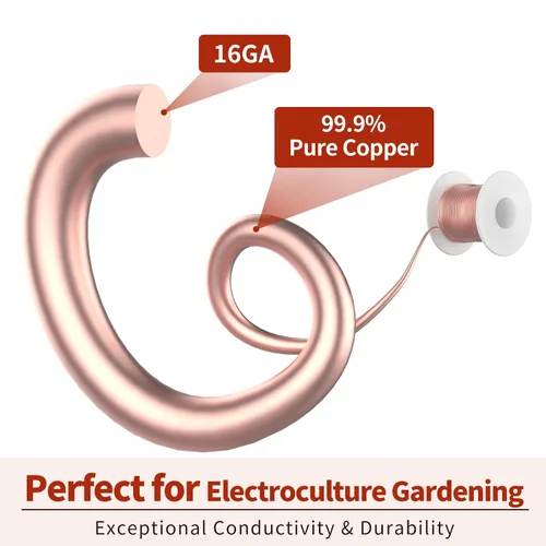 Vista 6 de Alambre de cobre puro 99.9 por ciento, con plantilla de bobina de bobina Fibonacci, estaca de jardinería de cultivo electro para plantas y verduras