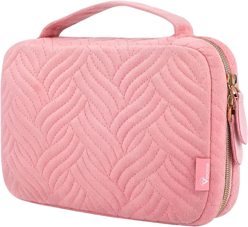 Vista 2 de Voova Estuche organizador de joyas de viaje pequeña bolsa de almacenamiento de joyas de viaje para mujeres y niñas bolsa portátil para anillos