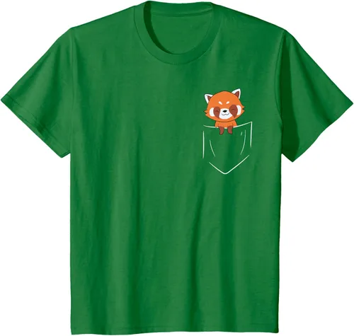 Vista 46 de Funny Red Panda In Pocket - Camiseta con bolsillo, Negro, S