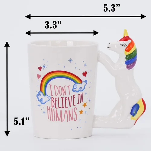 Vista 3 de Taza de cerámica para el hogar y la oficina, taza creativa de animales 3D de porcelana con asa para café, té, jugo, leche y agua, 14 onzas, taza