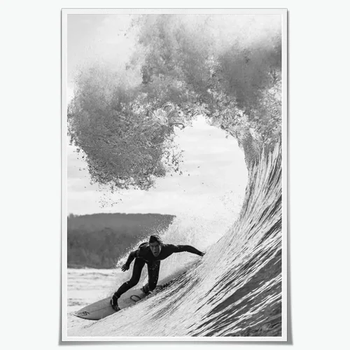 Vista 9 de Póster retro de surf fresco, arte de pared en blanco y negro, pósteres estéticos de habitación, arte de pared vintage del océano, pintura en lienzo