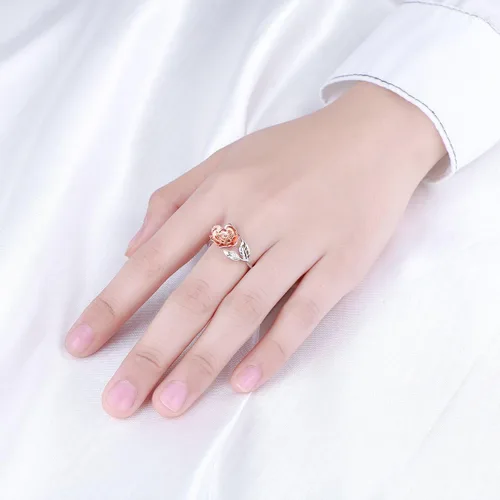 Vista 27 de Anillos abiertos ajustables de plata de ley S925, anillo de rosa para mujeres y adolescentes