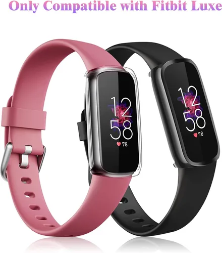 Vista 2 de Fintie Paquete de 4 fundas protectoras de pantalla compatibles con Fitbit Luxe, TPU suave, protector completo de pantalla, 2 negros, 2 transparentes