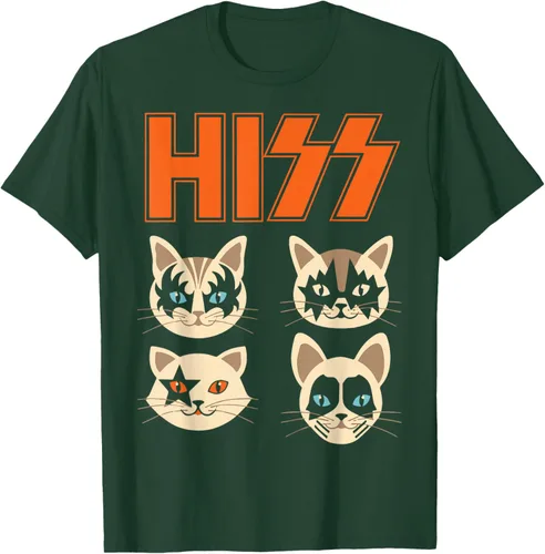 Vista 84 de Camiseta Hiss Funny Cats Kittens Rock Rockin, Negro