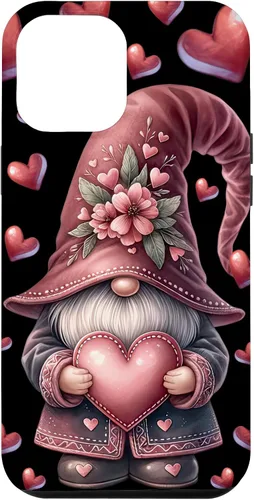 Vista 25 de iPhone 11 Pro Max - Funda con diseño de corazón para mujer, diseño retro de gnomo de amor para el día de San Valentín
