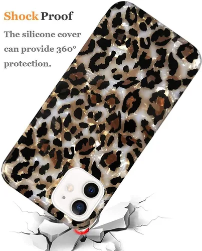 Vista 6 de J.west - Funda compatible con iPhone 12/12 Pro de 6.1 pulgadas, elegante y transparente, con estampado de leopardo y guepardo, diseño nacarado