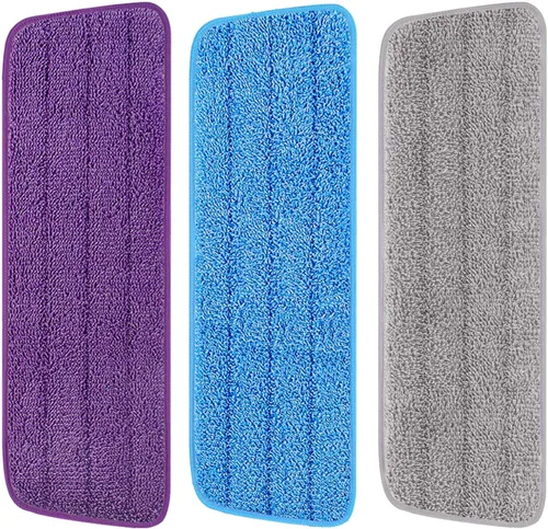 Vista 8 de Paquete de 6 almohadillas reutilizables de 16.5 pulgadas, cabezales de repuesto de trapeador de microfibra para mopas húmedas y secas, compatibles
