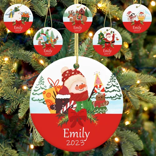 Vista 23 de Adorno personalizado para la primera Navidad del bebé, adornos de Navidad con foto personalizada 2023 con imagen y nombre, regalos personalizados
