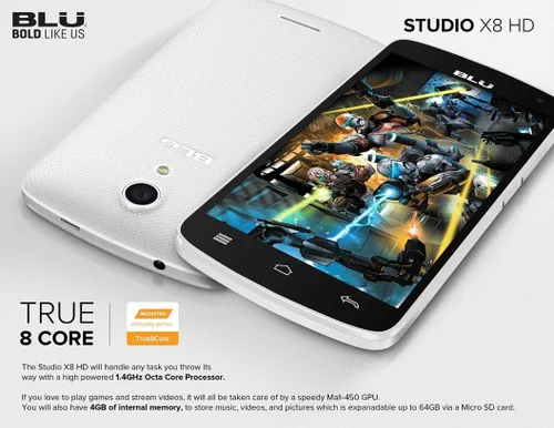 Vista 5 de Smartphone desbloqueado BLU Studio X8 HD - 5.0 pulgadas GSM, Negro