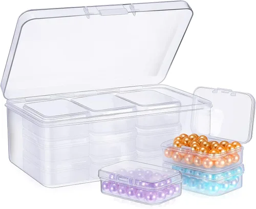 Vista 8 de Caja organizadora de plástico transparente de 12 piezas con pestillo de cierre hermético, mini contenedores de almacenamiento pequeños, estuches
