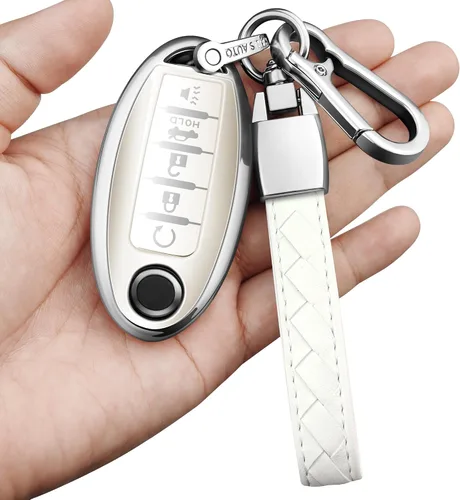 Vista 17 de Compatible con Nissan Funda para Llavero con Llavero de Cuero, Funda de Carcasa de Llave de TPU Suave Compatible con Llave Remota Inteligente