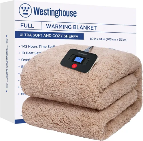 Vista 8 de Westinghouse Manta Eléctrica Tamaño Throw, Manta Térmica de Felpa Sherpa Suave con 6 Niveles de Calefacción y 2-10 Horas de Apagado Automático, Azul
