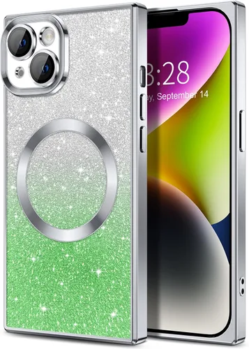 Vista 61 de Hython Funda para iPhone 13 Pro transparente con purpurina magnética [compatible con MagSafe] Protector completo de lente de cámara delgado