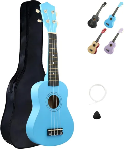 Vista 8 de LXS Ukelele soprano para niños de principiantes - Ukelele guitarra pequeña de 21" con bolsa de concierto, cuerda de reserva, púas y tutorial