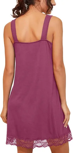 Vista 5 de PrinStory Camisón suelto de encaje para mujer, ropa de dormir de algodón