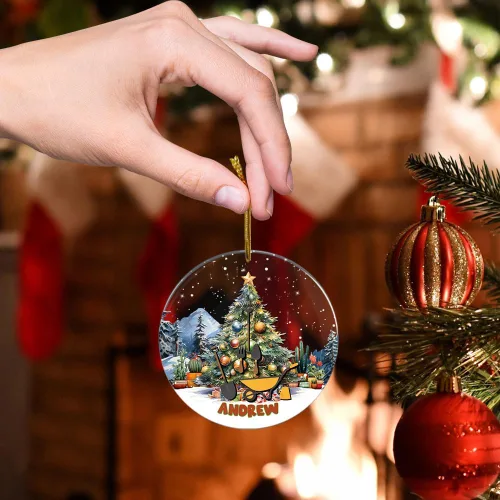 Vista 3 de Adorno personalizado de arbolista para mujeres y hombres, acrílico de Navidad, nombre personalizado, 2.90 x 2.90 pulgadas, árbol colgante