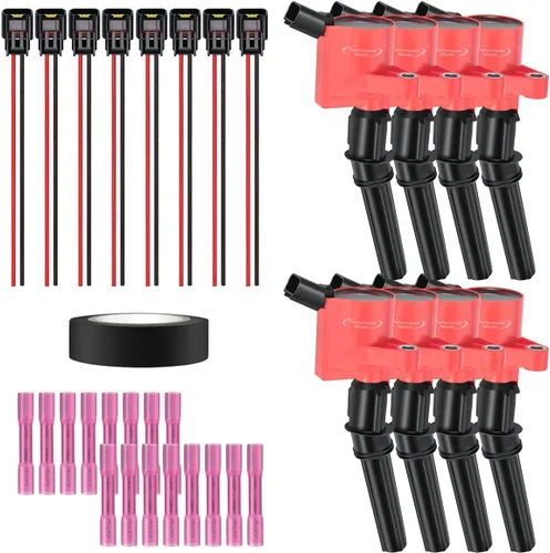 Vista 13 de Juego de 4 bobinas de encendido y arnés de cableado con conector pigtail compatible con Accord Odyssey Acura Saturn 3.0L 3.2L 3.5L V6 C1221 UF242