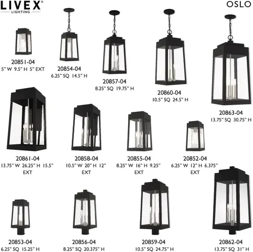Vista 5 de Livex Lighting 20856-07 Oslo - Linterna de poste superior de tres luces para exteriores, acabado de bronce con cristal transparente de 20.38 pulgadas