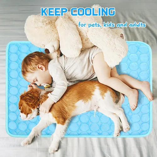 Vista 9 de Tapete refrescante para perros, tapete refrescante Arc-Chill mejorado para perros Q-Max > 0.4, almohadilla de refrigeración lavable para perros Azul