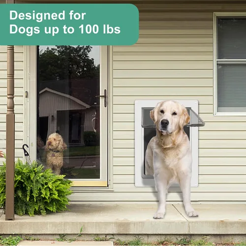 Vista 6 de Puerta grande para perro para pared, puerta gruesa para perro, túnel ajustable de 3 1/2 a 8 pulgadas, puerta resistente a la intemperie para perros