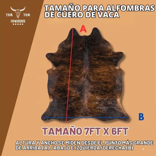 Vista 3 de Tomtom - Alfombra de piel de vaca oscura Brindle, alfombras de cuero 100% natural, 7 pies x 6 pulgadas