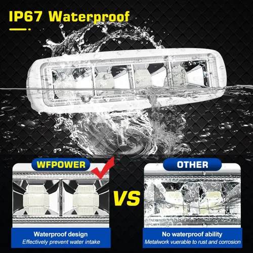 Vista 4 de WFPOWER Luces esparcidoras de lanchas azules, paquete de 2 luces de pontón de 72 W para barcos, luces LED marinas impermeables para pesca nocturna
