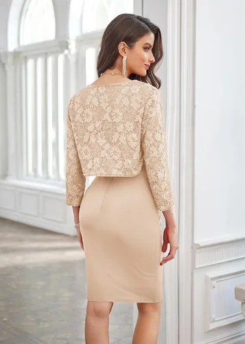 Vista 4 de GRACE KARIN Cárdigan de manga 34 para mujer, con lentejuelas y encaje floral