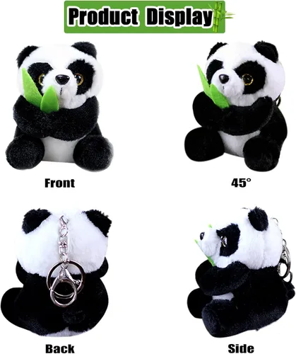 Vista 2 de zhidiloveyou Llavero de peluche de panda pequeño colgante de animal de peluche para mochila, 4 pulgadas