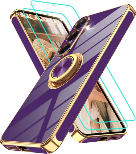 Vista 251 de Funda para Motorola Moto G 5G 2024: Funda Moto G Play 5G 2024 con 2 piezas de protectores de pantalla, soporte de anillo de rotación de 360°
