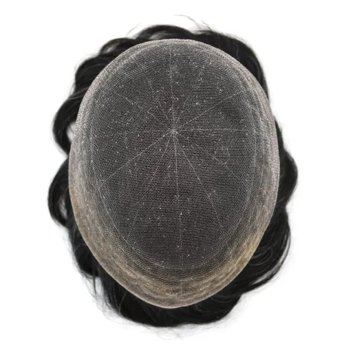 Vista 4 de PUNRU HAIR Completo Swiss Lace Toupee para hombres Sistema de cabello humano real Sistema de reemplazo de cabello humano para hombre Toupee