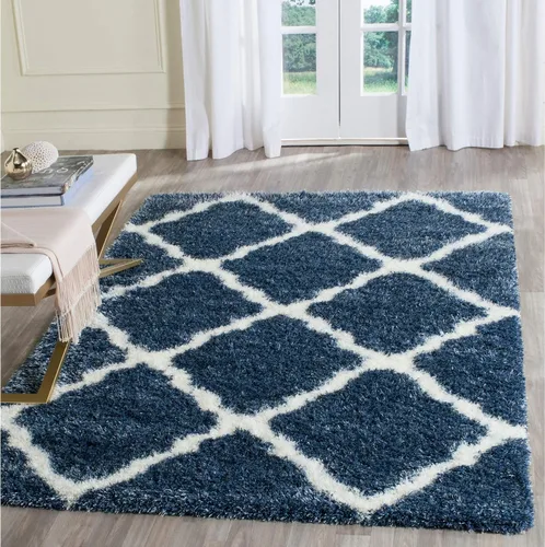 Vista 18 de SAFAVIEH Colección Montreal Shag SGM866C Trellis que no desprende pelusa para sala de estar, dormitorio, comedor y entrada, alfombra decorativa