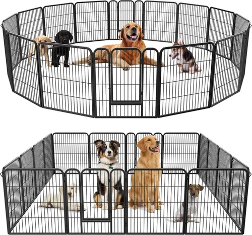 Vista 10 de Nova Microdermabrasion Corralito para perros de 8 paneles, 40 pulgadas de altura, interior/exterior, perros pequeños a grandes, perrera