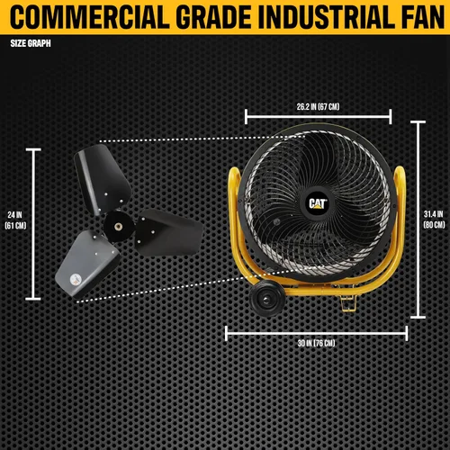 Vista 2 de CAT Ventiladores - Ventilador de tambor industrial de alta velocidad de 24 pulgadas de grado industrial (amarillo, 3 en 1): 6,500 CFM, 3
