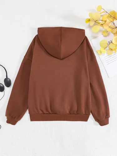 Vista 2 de Floerns Sudadera con capucha de manga larga con estampado gráfico de corazón para niñas