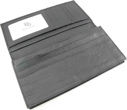 Vista 3 de Cartera larga de piel de piel de cocodrilo cocodrilo genuino, Negro -, Compacto